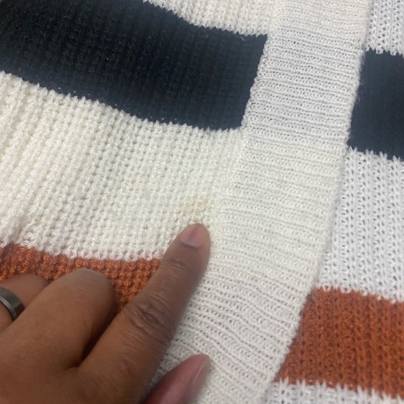 Striped Open Front Cardigan by KRISTIN NICOLE, Earth colors With Pockets L - Picture 8 of 8